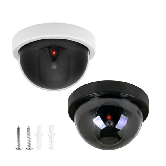 Lifelike Design Realistic Indoor Fake Security Camera Model with LED Light for Residential Home Office Store Safety 2pcs