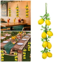 Lifelike Lemon Branches Garland Artificial Fruit String for Home Decoration Realistic Hanging Ornament Kitchen Photography Props Durable Table Centerpiece Happy Party Decor, 21.65''