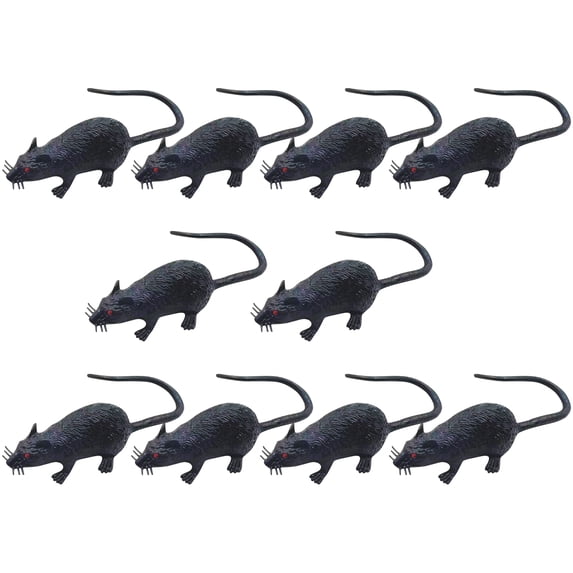 Lifelike Fake Rat Decoration Props For Halloween Pranks Party Festive Atmosphere Display Scene Setting Ornament Collection Supply , 10pcs, Black
