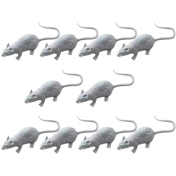 Lifelike Fake Rat Decoration Props For Halloween Pranks Party Festive Atmosphere Display Scene Setting Ornament Collection Supply , 10pcs, Gray