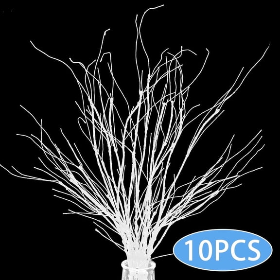 Lifelike Curly Willow Branches Decorative Dried Artificial Twigs,29.5 inches Fake Bendable Sticks Vintage Vines,DIY Fall Branches,Christmas decor,White 10 pcs