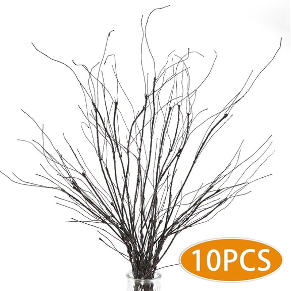 Lifelike Curly Willow Branches Decorative Dried Artificial Twigs,29.5 inches Fake Bendable Sticks Vintage Vines,DIY Fall Branches,Halloween decor,Brown 10 pcs
