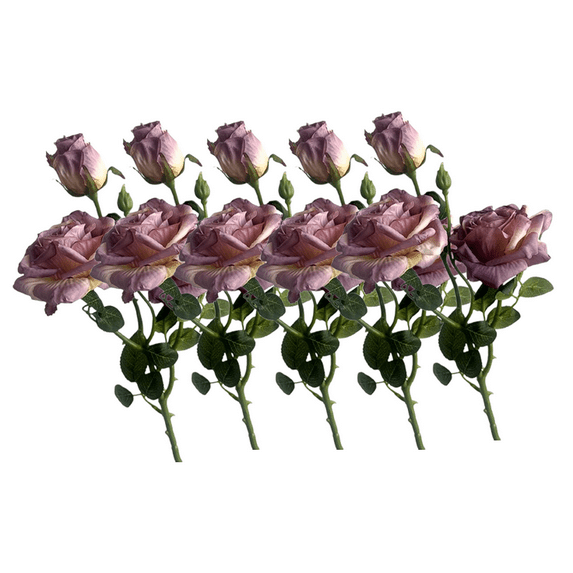 Lifelike Faux Silk Roses Flowers with Stem Artificial Rose Bouquet Vintage Fake Roses Dried Flower for Valentines Day Office Table Decor Home Garden Wedding Party Gifts Decoration 2025 5Pcs(Purple)