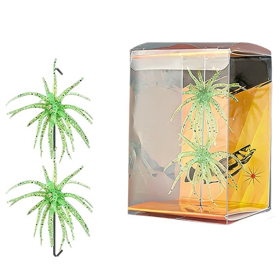 Lifelike Fishing Lures 2PC Set for Freshwater Saltwater - Soft Plastic Swimbait for Bass Pike Trout, Simulation Sea Urchin Bait Artificial Worms Water Balloon Floats for Catfish Snakehead