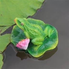 Lifelike Floating Frog Garden Statue,Pool Fountain Pond Frogs Figurines Statue,Water Landscape Floating Lotus Leaf with Frog Ornament for Swimming Pool,Garden Outdoor,Koi Pools