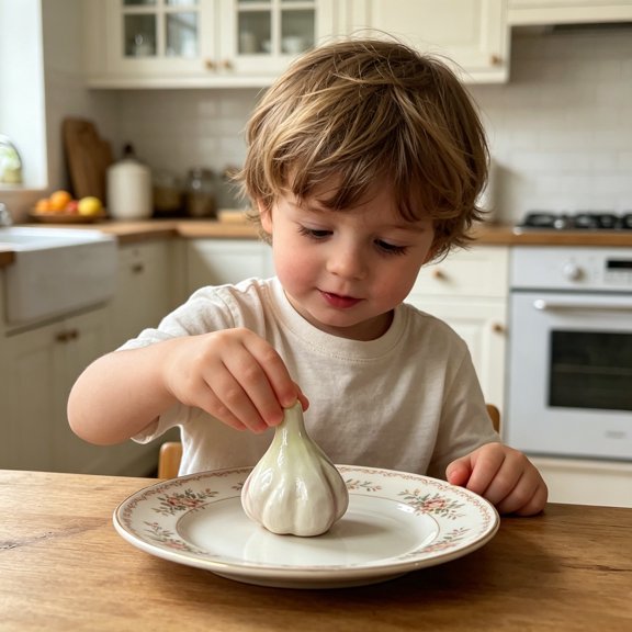 Lifelike Garlic Desktop Ornament, Realistic Hand-Painted Foam Vegetable Sculpture, Fade Resistant No Maintenance, for Home Kitchen Counter Shelf Table, Party Centerpiece Photo Prop
