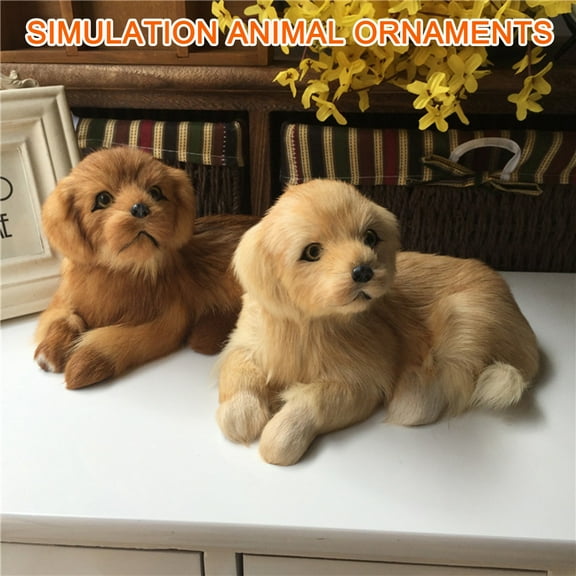 Lifelike Golden Retriever Simulation Dog Plush Toy - 8.27 Inch Realistic Stuffed Animal for Kids, Educational Gift, Safe Fabric Material, Great for Home & Car Decor (Black)