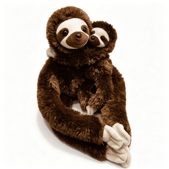 Lifelike Hanging Mother Child Sloth Stuffed Animal -27.6 '' Creative Brown Sloth Plush Hug Doll Cute Home Decor Gift
