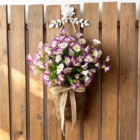 Lifelike Morning Glories Flower Basket Hanging Decor – Waterproof, Low Maintenance, Perfect for Courtyards, Gates, and Indoor Decor Multicolor
