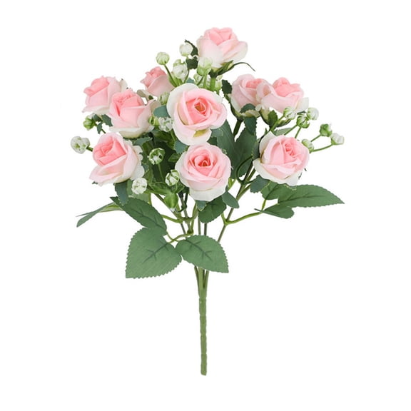 Lifelike Natural-Looking Artificial Rose & Peony Bouquet, White Faux Flowers with Green Leaves for Wedding Table Centerpiece, Vase Home Decor Arrangement