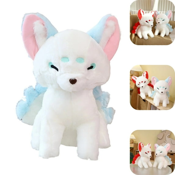 Lifelike Nine-Tailed Fox Stuffed Animals Toy, 15-inch Realistic Fox Plush Toy Cute Kyuubi Kitsune Plushie Dolls Gifts for Birthday,Holiday and Friends