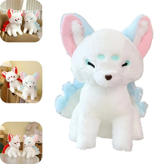 Lifelike Nine-Tailed Fox Stuffed Animals Toy Realistic Red Fox Plush Toy Cute Kitsune Plushie Dolls Gifts for Kids 15 in