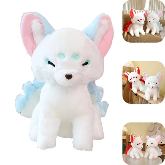 Lifelike Nine-Tailed Fox Stuffed Animals Toy Realistic Red Fox Plush Toy Cute Kyuubi Kitsune Plushie Dolls Gifts for Kids/14.9''x11.8''x7.8''