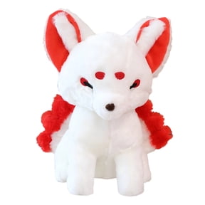 Lifelike Nine-Tailed Fox Stuffed Animals Toy Realistic Red Fox Plush Toy Cute Kyuubi Kitsune Plushie Dolls Gifts for Kids 14.9''x11.8''x7.8''