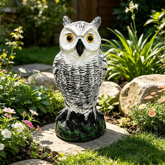 Lifelike Owl Statue Realistic Plastic Bird Decoy Outdoor Garden Yard Patio Kitchen Porch Pest Repellent Deterrent Decor Ornament Gift