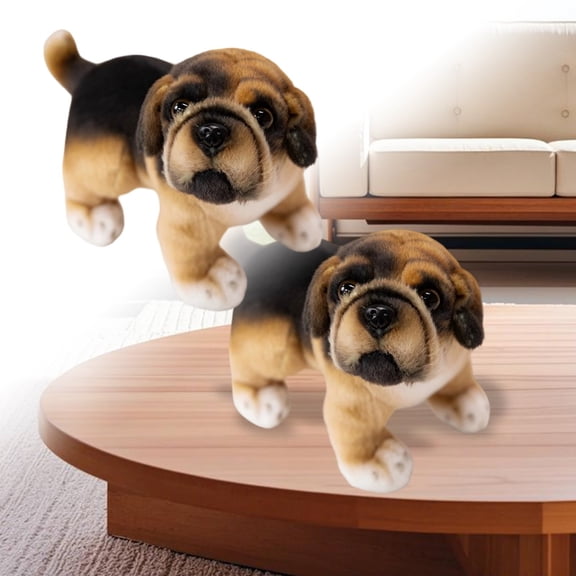 Lifelike Pug Stuffed Animal Pug Plush Dog Stuffed Animal Toy Realistic Soft Dog Gifts for Family Dogs Lover Birthday Gift Collection 8.66 Inches(Black,C)