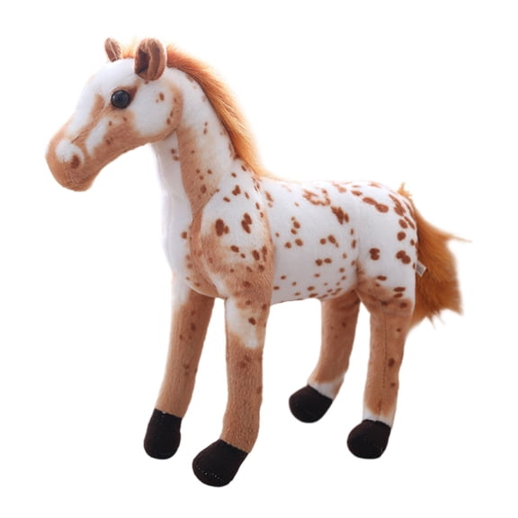 Lifelike Realistic Stuffed Animal Pinto Horse Plush Toy - Standing Pose for Creative Pretend Play, Ideal Gift for Kids 3+ Years, Farm Animal Collection Toy