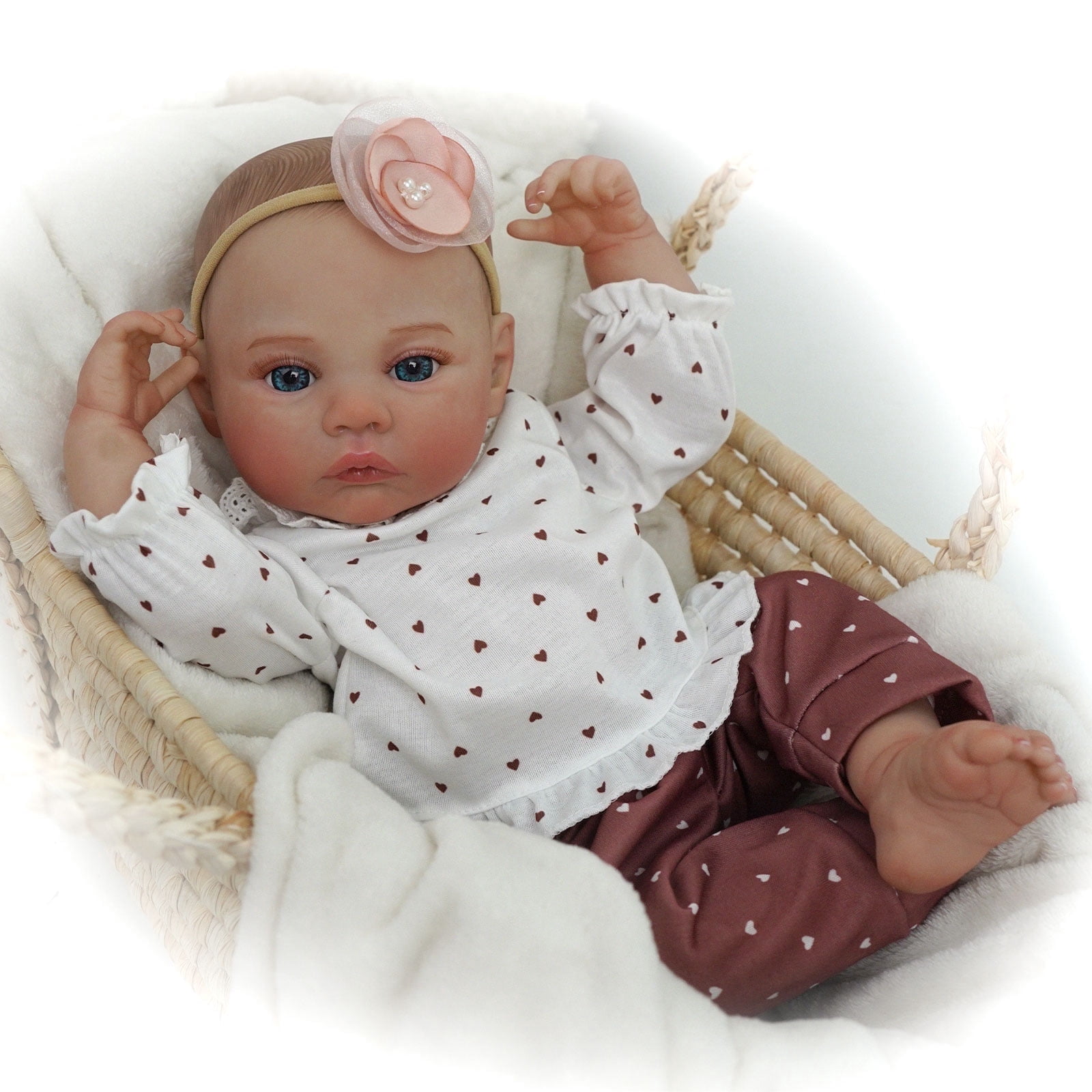 Lifelike Reborn Baby Doll - 18 Inch Simulated Newborn Baby Doll Girl, Real Baby Doll with Soft Weighted Body, Real Baby Reborn Gift with Accessories, For Ages 3+