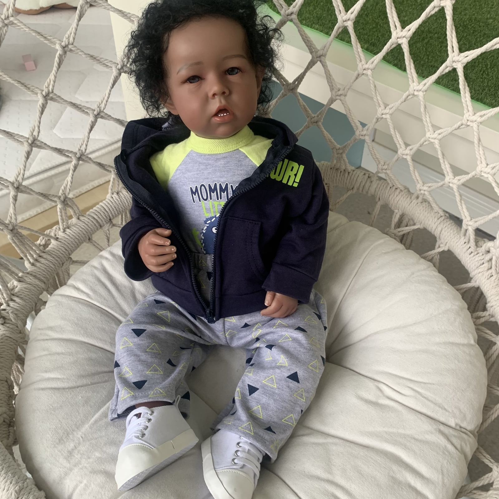 Lifelike Reborn Baby Doll Black Boy - 20" Realistic African American Newborn Handmade Doll with Real Life Soft Cloth Body and Accessories