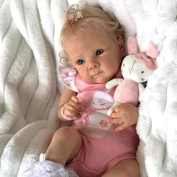 Lifelike Reborn Baby Dolls - 18 Inch Realistic Newborn Baby Doll with Weighted Soft Cloth Body Real Life Baby Dolls with Blonde Hair Birthday Gift for Kids Age 3+