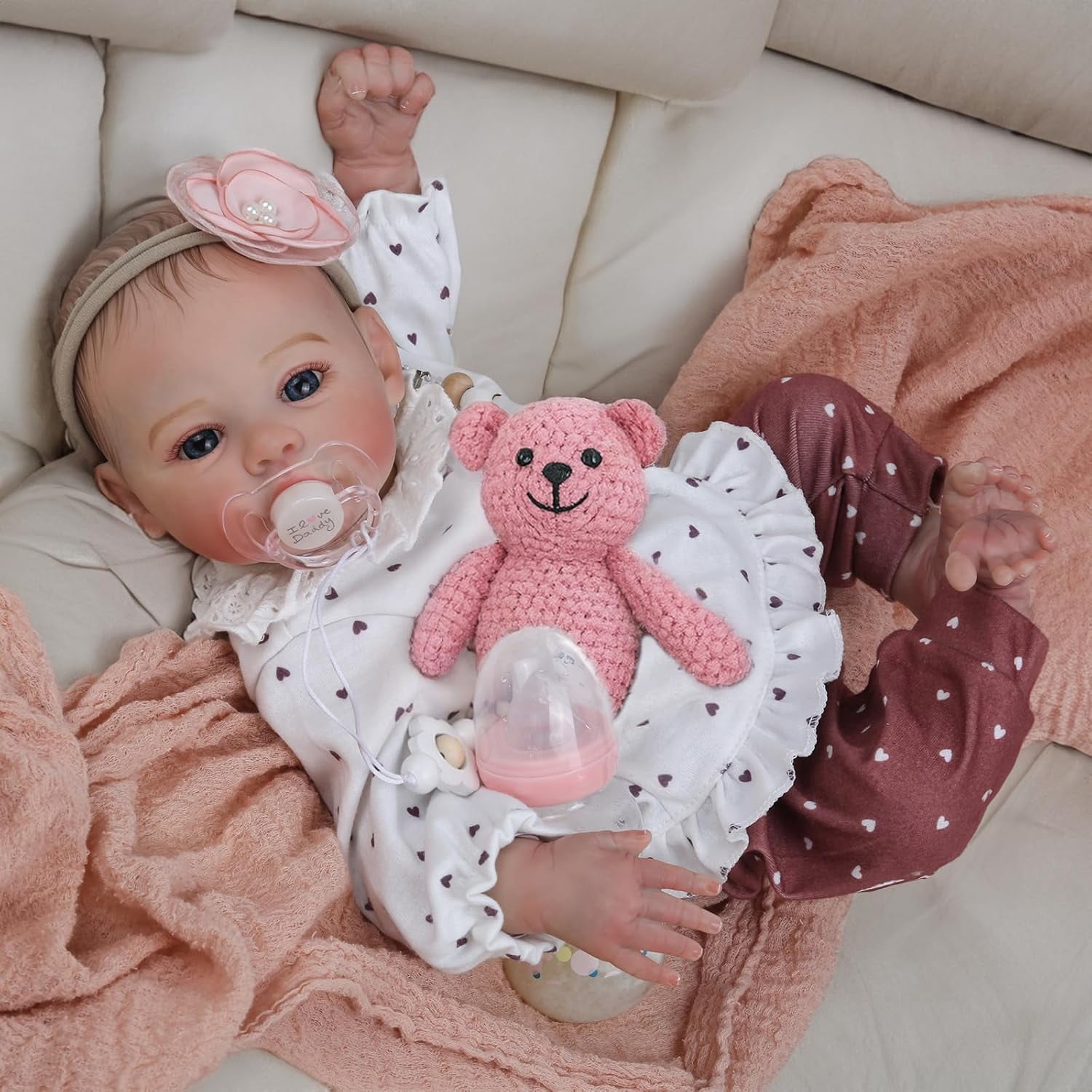 Lifelike Reborn Baby Dolls - 18 Inch Realistic Newborn Baby Dolls Girl, Real Life Baby Dolls with Soft Weighted Body, Real Baby Reborn Gift with Accessories for Gift