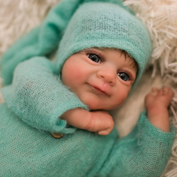 Lifelike Reborn Baby Dolls, 18 inch Realistic Newborn Real Life Baby Dolls Cloth Body Smiling Baby Dolls with Clothes and Toy Gift for Kids Age 3+