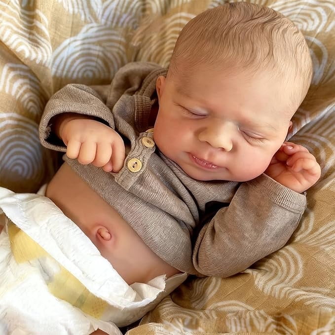Lifelike Reborn Baby Dolls - 18 inch Sleeping Real Life Realistic-Newborn Full Body Vinyl Baby Boy with Toy Accessories Gift Set for Kids Age 3+