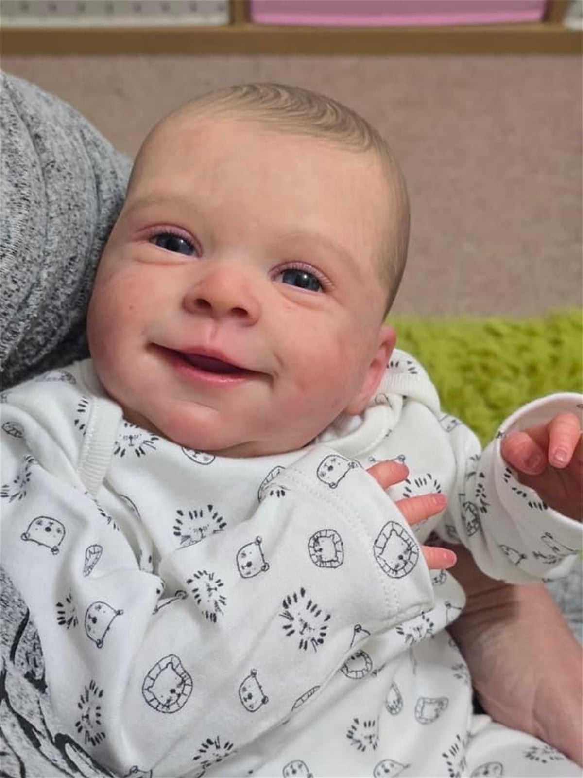 Lifelike Reborn Baby Dolls 18 inch Soft Cloth Body Sweet Smiling Real Life Baby Feeling Realistic Newborn with Outfit and Feeding Toy for Kids 3+ Years