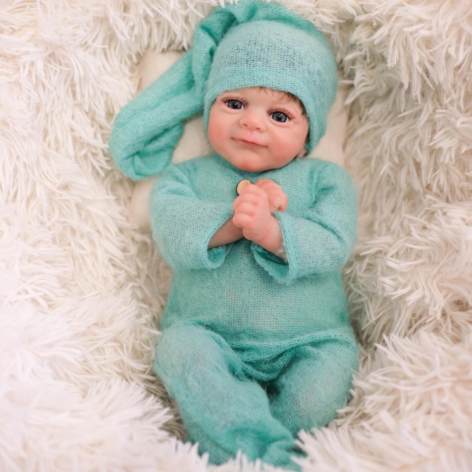Lifelike Reborn Baby Dolls 18 inch Sweet Smiling Real Life Baby Cloth Body Handmade Real Life Baby with Complete Accessories for Kids Age 3+
