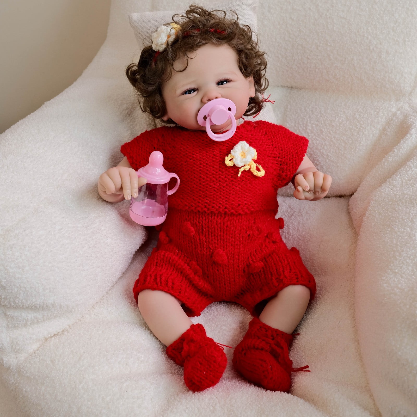 Lifelike Reborn Baby Dolls - 19" Cute Realistic Newborn Baby Doll Smiling Real Life Baby Dolls Girls with Accessories Set Gift Box for Kids Age 3+