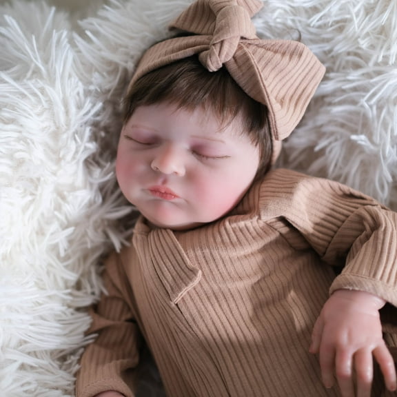 Lifelike Reborn Baby Dolls-19 inch Adorable Realistic Newborn Baby Dolls, Sleeping Soft Cloth Body with Feeding Toy for Kids Age 3 +