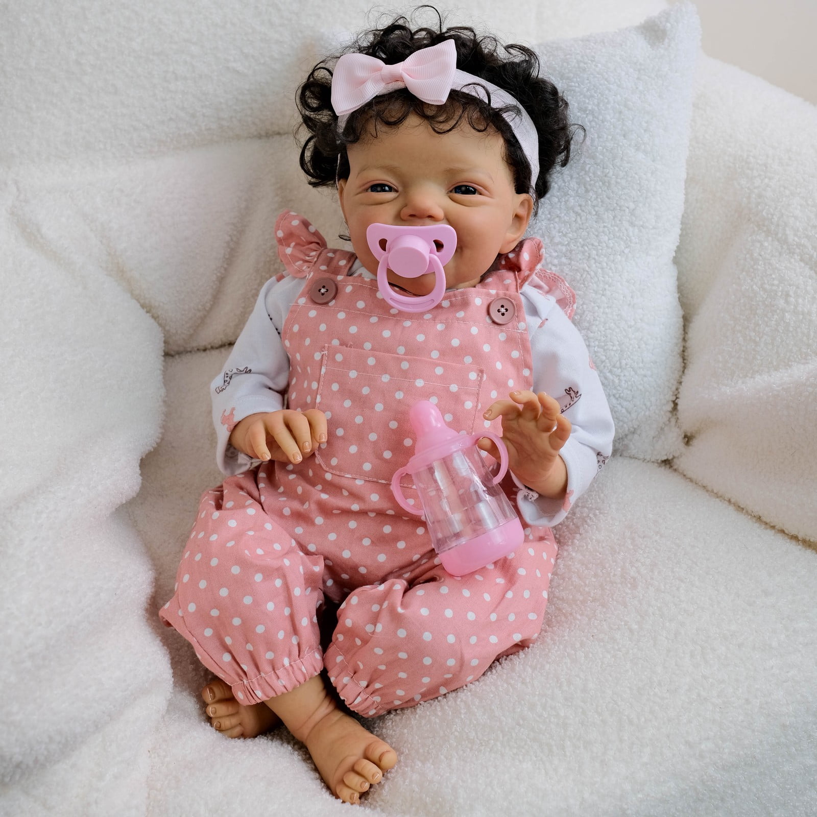 Lifelike Reborn Baby Dolls - 20" Handmade Realistic Baby Doll Cloth Body Realistic-Newborn Smiling Baby Doll with Toy & Gift Box for Kids 3+