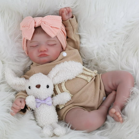 Lifelike Reborn Baby Dolls-20 inch Sleeping Realistic Newborn Baby Dolls, Soft Cloth Body with Feeding Toy for Kids Age 3 +