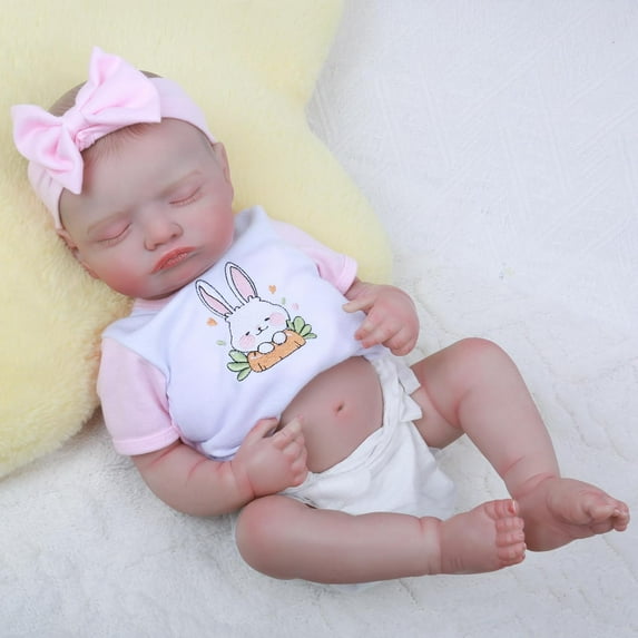 Lifelike Reborn Baby Dolls-20 inch Sleeping Realistic Newborn Baby Dolls, Soft Cloth Body with Feeding Toy for Kids Age 3 +