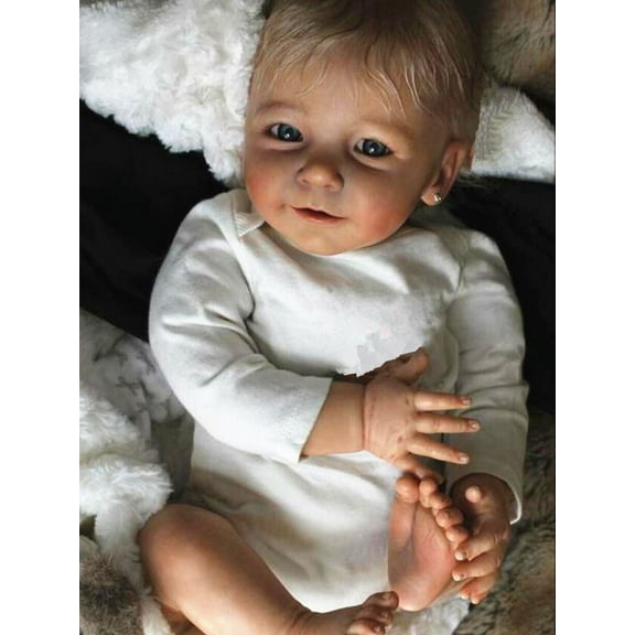 Lifelike Reborn Baby Dolls - 22 inch Realistic-Newborn Cloth Body Baby Dolls Blond Handmade Real Life Toddler Dolls with Clothes for Kids Age 3+