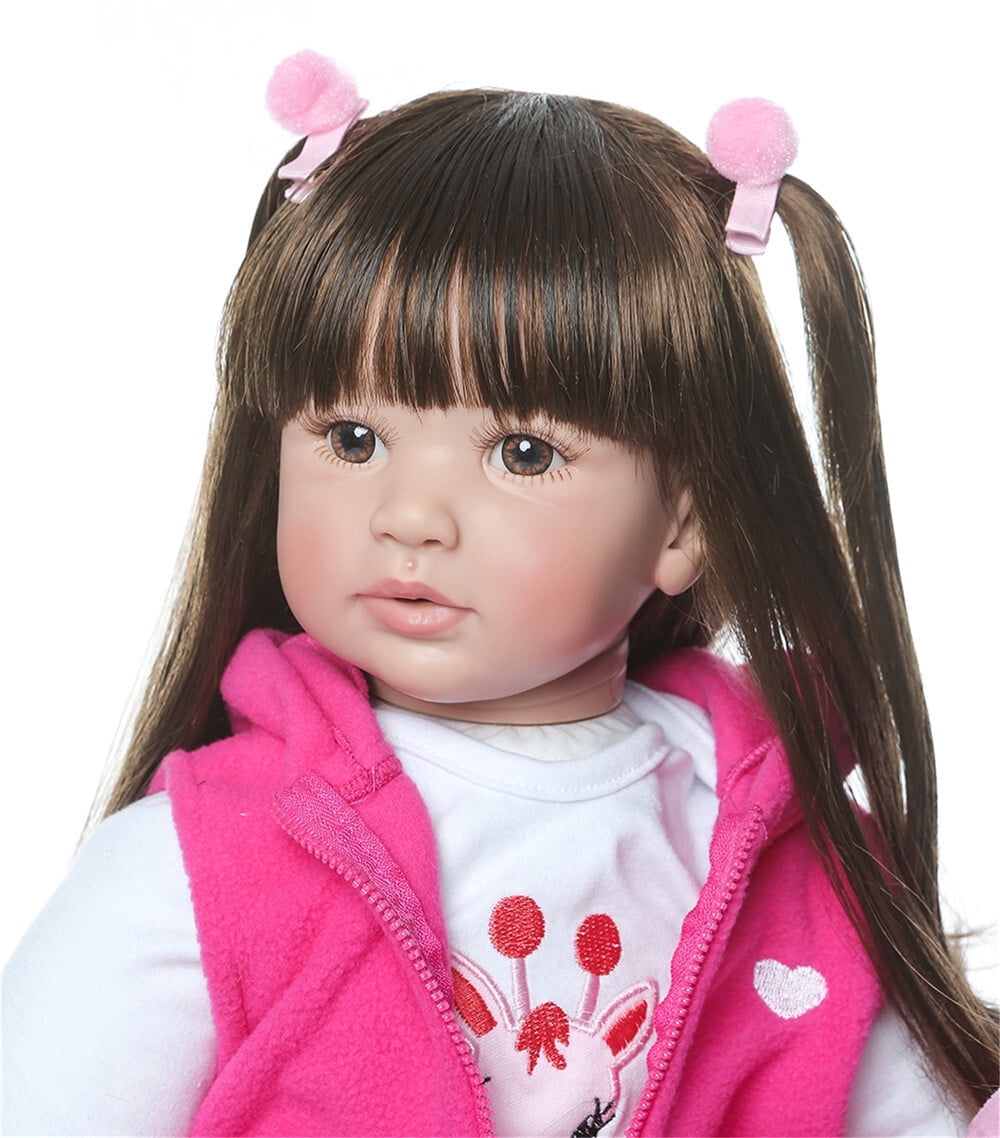 Lifelike Reborn Baby Dolls - 24 inch Realistic-Newborn Baby Doll Girl Handmade Cloth Body Toddler Dolls with Clothes and Toy Accessories Gift for Kids Age 3+