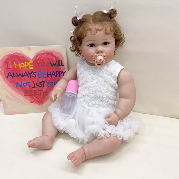 Lifelike Reborn Baby Dolls 24 inch Soft Cloth Body,Realistic Toddler Doll Life Like Baby Dolls That Look Real,Anatomically Correct with Outfit and Feeding Toy