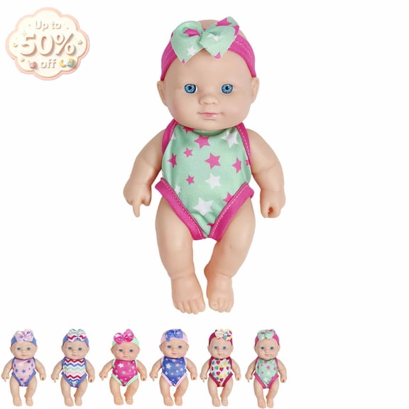 Lifelike Reborn Baby Dolls, 8inch Realistic Sleeping Doll with Outfit, Soft Mini Baby Toys Dolls for 1 + Year Old, Christmas Stockings Stuffer Birthday Gift for Kids Ages 1-3 3-6 Girls Boys