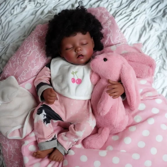 RSG Lifelike Reborn Baby Dolls 17 Inch Baby Dolls African American Real Life Baby Dolls Full Soft Cloth Body Gift Box for Kids Age 3+