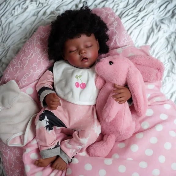 RSG Lifelike Reborn Baby Dolls 17 Inch Baby Dolls African American Real Life Baby Dolls Full Soft Cloth Body Gift Box for Kids Age 3+