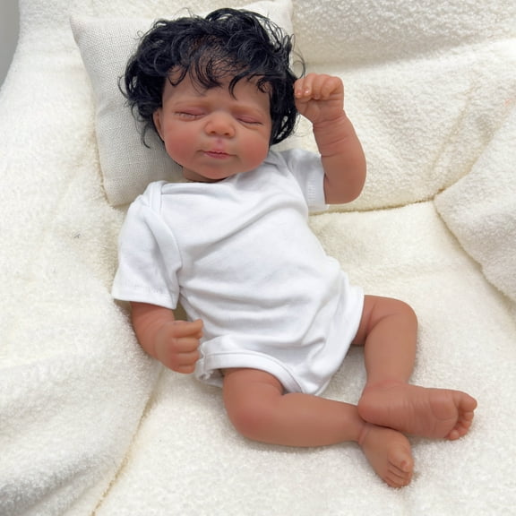 Lifelike Reborn Baby Dolls Black - 18 inch African American Newborn Baby, Real Life Baby Dolls with Cloth Body for Kids Age 3 +