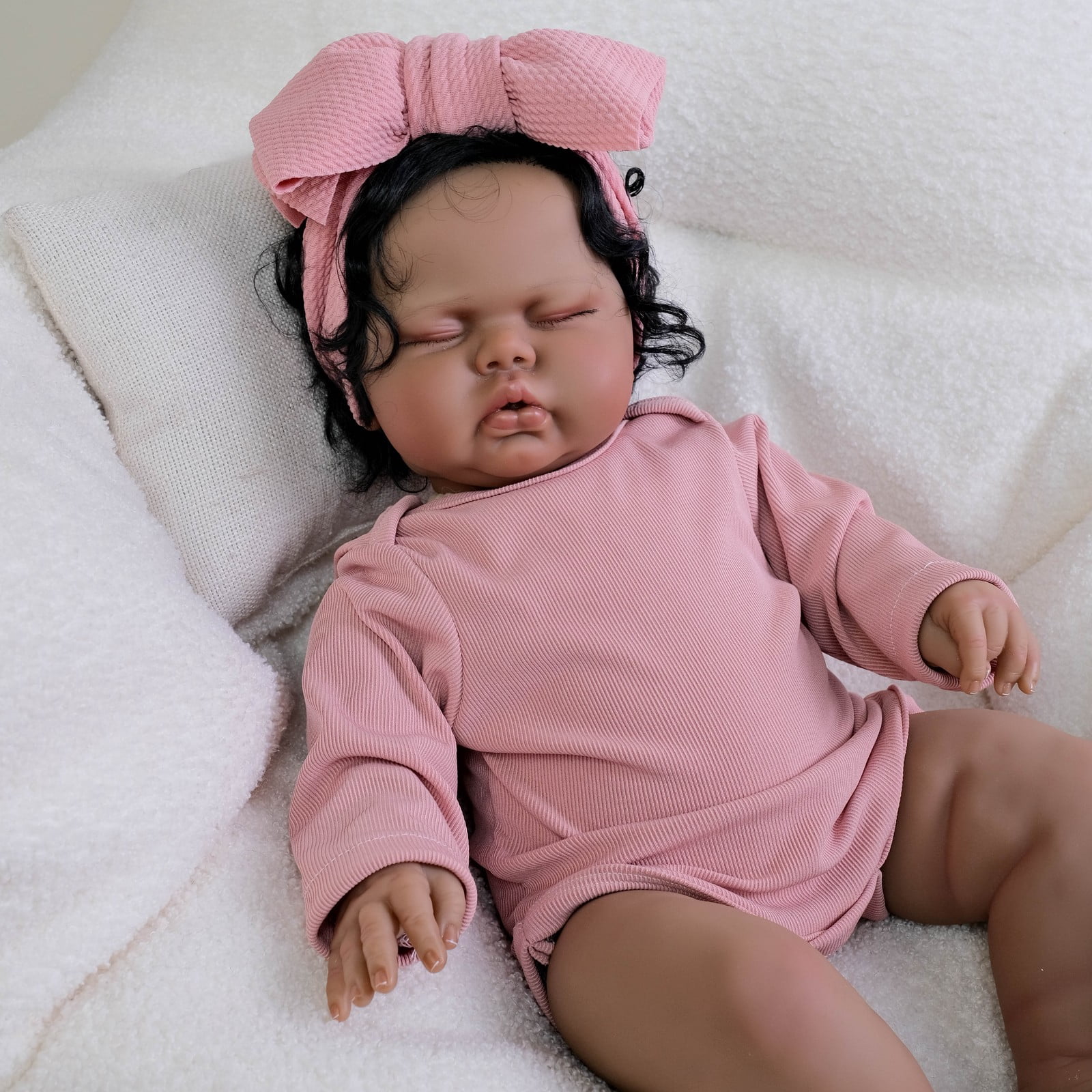Lifelike Reborn Baby Dolls Black - 19 inch Baby- Realistic Newborn Baby Doll African American Real Life Baby Dolls Cloth Body w/Gift Box for Kids