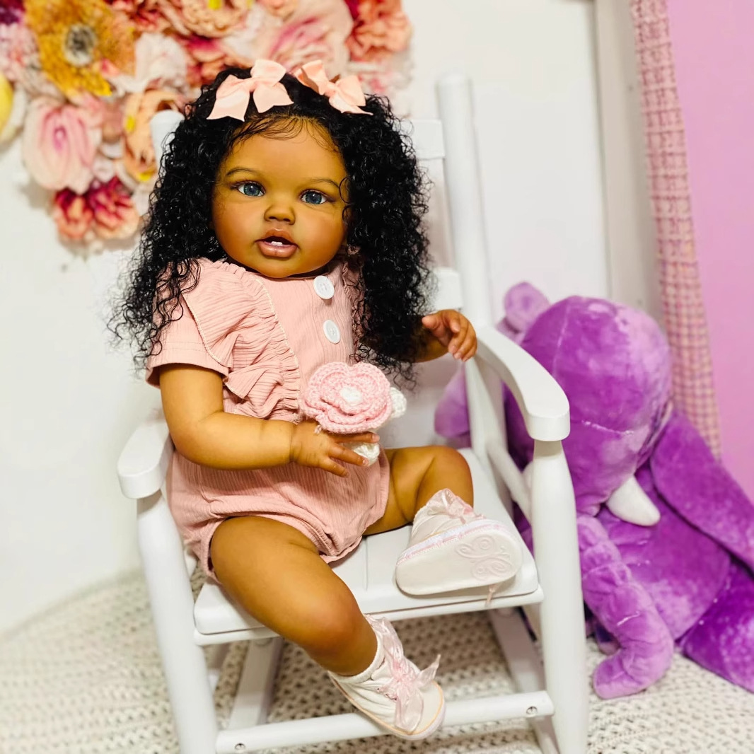 Zero Pam Realistic Reborn Baby Doll Black Girl - 24 Inch Lifelike African American Toddler Doll With Cloth Body - View #8