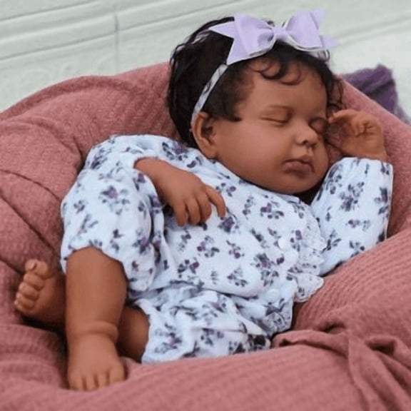 18 Inch African American Reborn Baby Doll, Vinyl Washable Black Baby Doll, Realistic Newborn Girl with Essential Accessories for Kids Age 3+