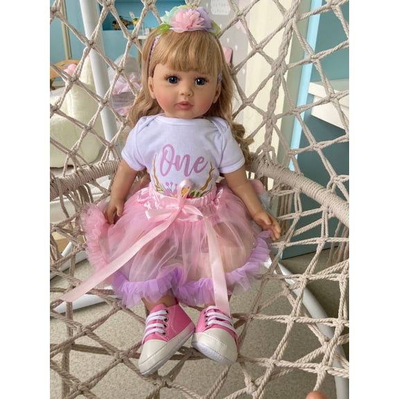 Lifelike Reborn Baby Dolls Girl - Lovely 24" Realistic Newborn Baby Doll with Cloth Poseable Body, Real Life Baby Dolls with Accessories for 3+