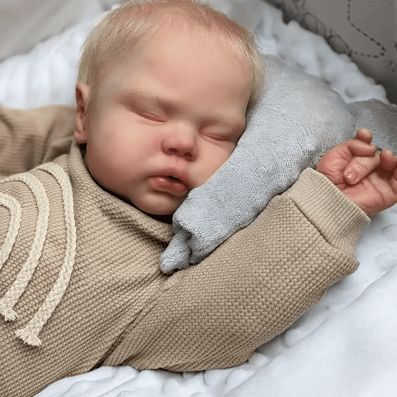 Lifelike Reborn Baby Dolls, Hand-Rooted Blonde Hair, 20-Inch 3D Painted Sleeping Newborn Doll, Ideal Christmas & Birthday Gift for Kids