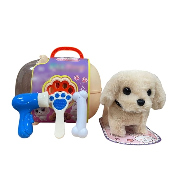 Lifelike Robot Cat Toy Walking Barking and Tail Wagging Interactive Electronic Pet for Kids Realistic Companion Gift Beige