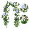 thumbnail image 1 of Lifelike Rose Vine Faux Silk Arrangement For Home Wedding Party Creative Easter St. Patrick's Day Wreath Decorations Sky Blue 175cm, 1 of 5