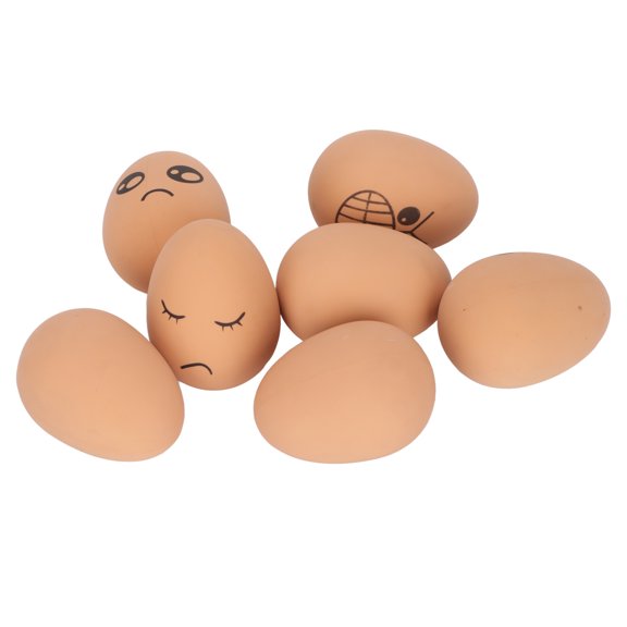 Lifelike Rubber Eggs, 7pc Set For Play  Dcor, Durable, Bouncy, <span Style="background:red"></span> Design