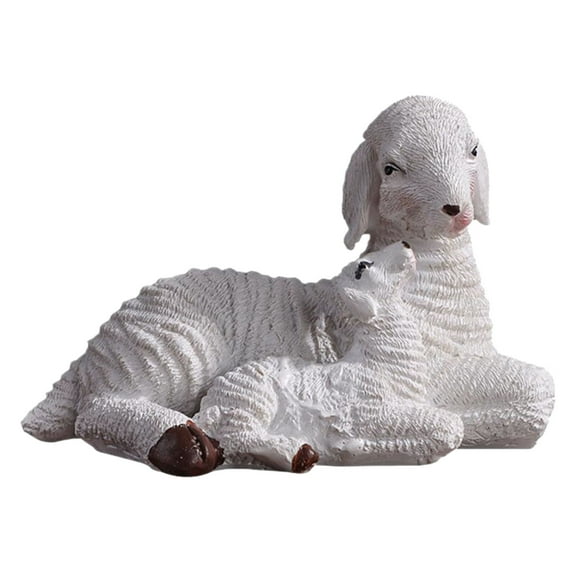 Lifelike Resin Lamb Sculpture Elegant Garden Patio Farmhouse Animal Figure Statue